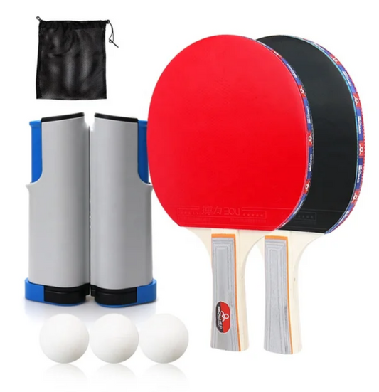 Pack 2 Paletas de Ping Pong 5 Estrellas + Red adaptable+ 3 pelotas + bolsa