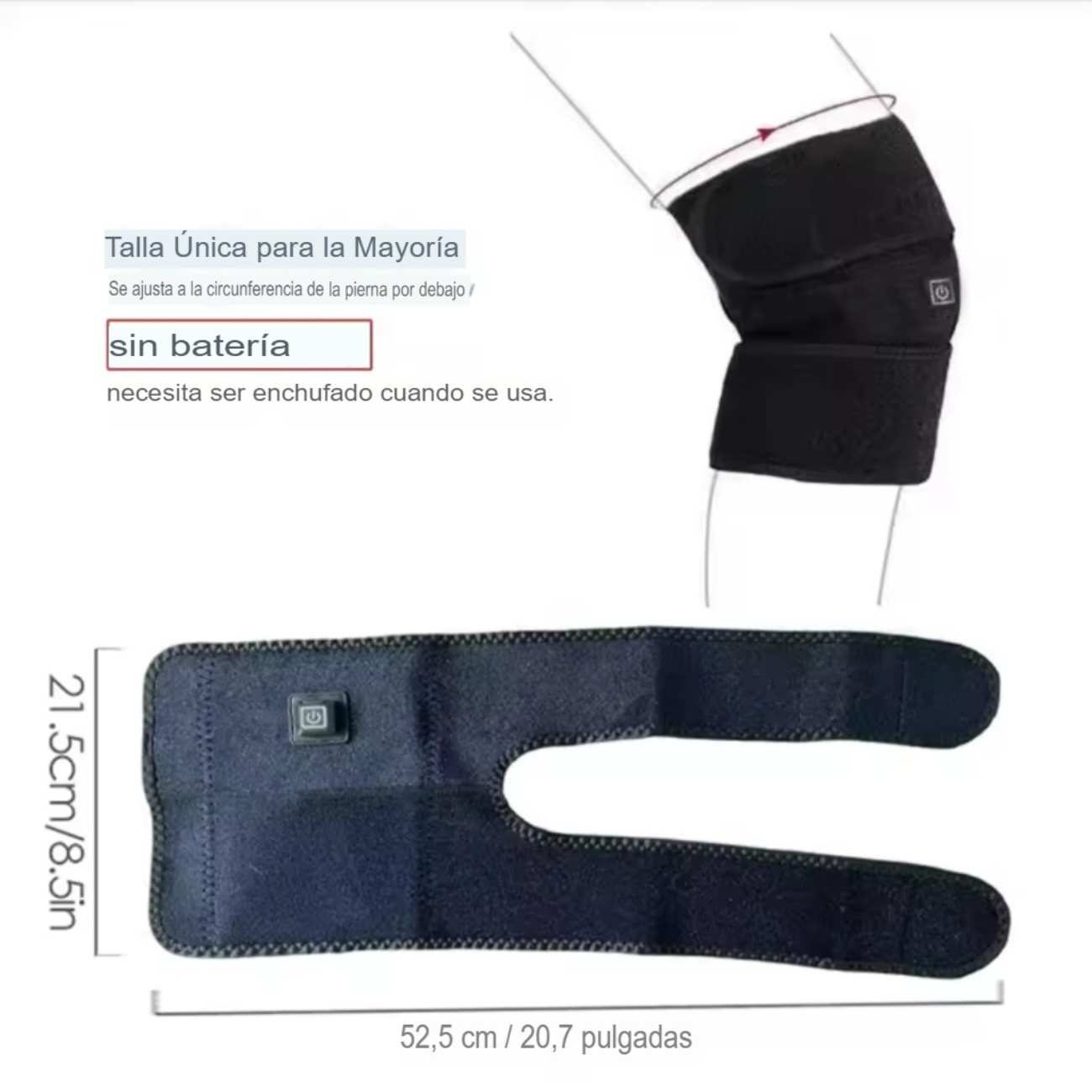 Rodillera térmica eléctrica 3 niveles con velcro