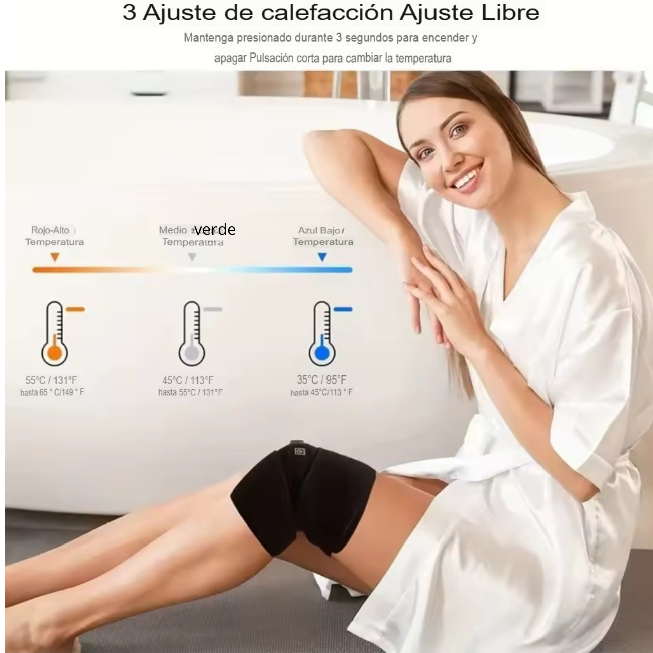 Rodillera térmica eléctrica 3 niveles con velcro
