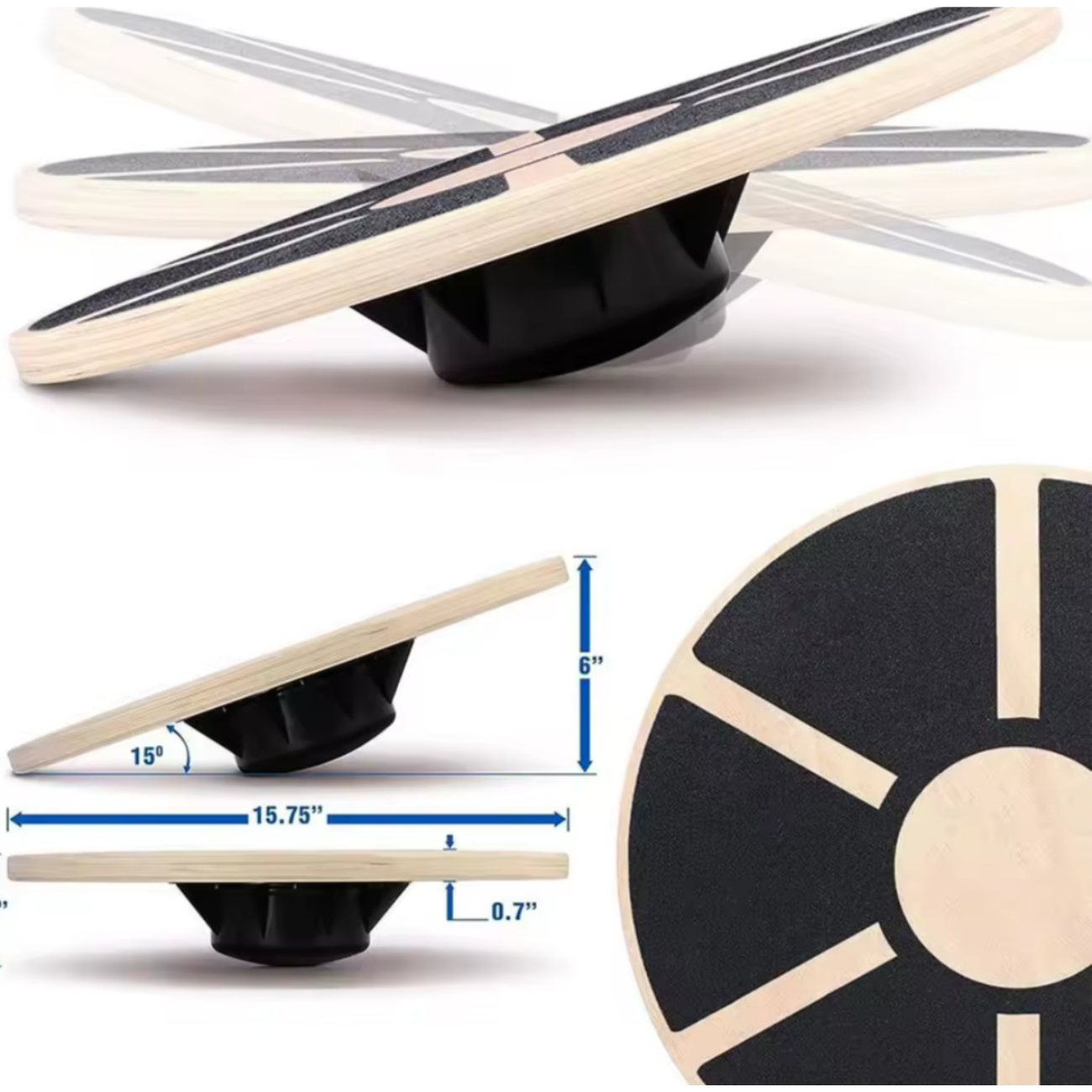 Disco Tabla De Equilibrio De Madera Con Goma Antideslizante